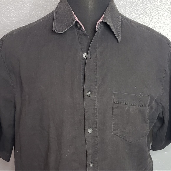 Look Left Black Large PreOwned Button Down Shirt-Cotton/Spandex - Picture 1 of 4